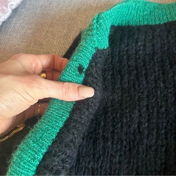 THIERRY MUGLER Vintage Back and Green Boatneck Sweater sz 42 / US 6 - Picture 12 of 14